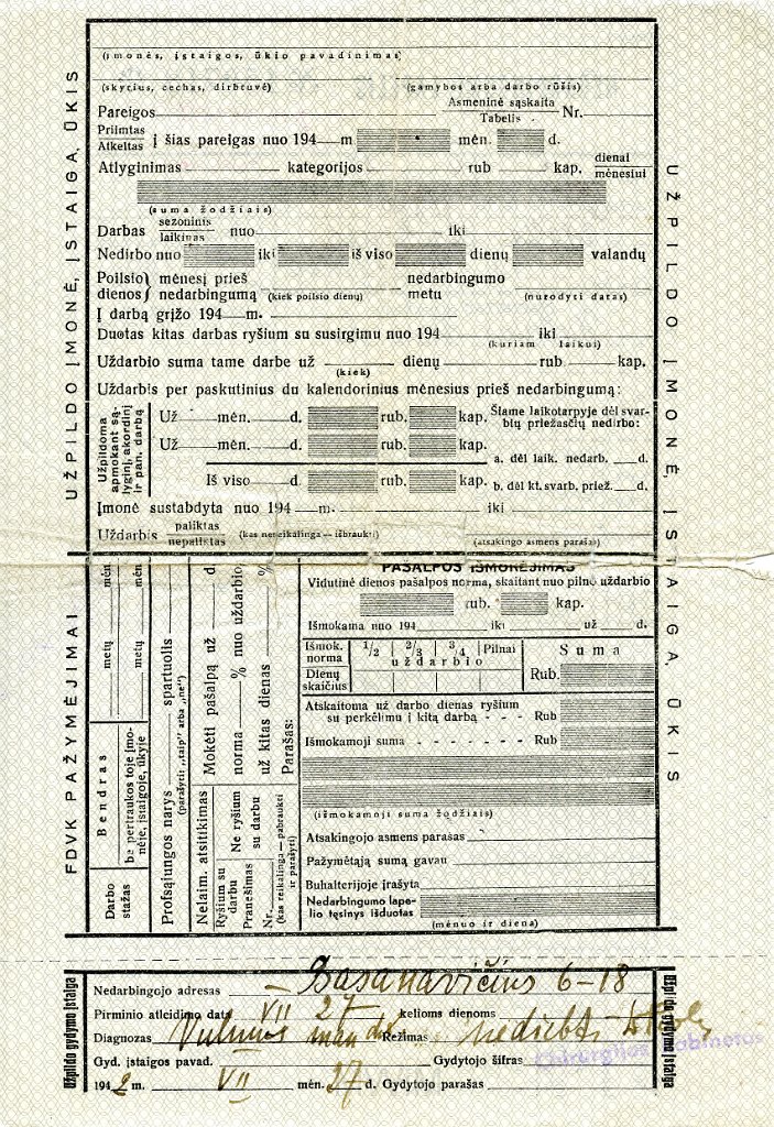 KKE 5885a.jpg - (litewski) Dok. Diagnoza lekarska dla Antoniego Graszko, Wilno, 27 VII 1942 r.